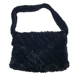 TRILOGY COLLECTIONS Handbag Black Fur Evening Shoulder Bag Womens Purse